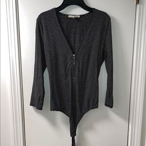Forever 21 Striped Black and White Bodysuit